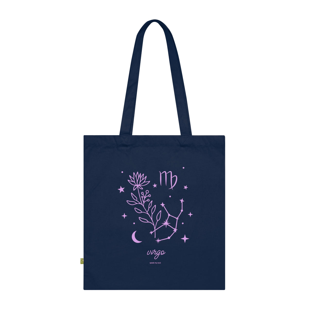 Virgo Zodiac Tote Bag — Organic Cotton Astrology Tote with "Virgo" Constellation & Zodiac Symbols