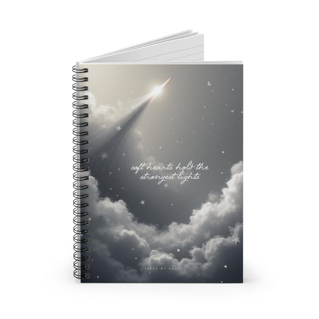 “Soft hearts hold the strongest lights” Ruled Notebook - The Moonlight Collection