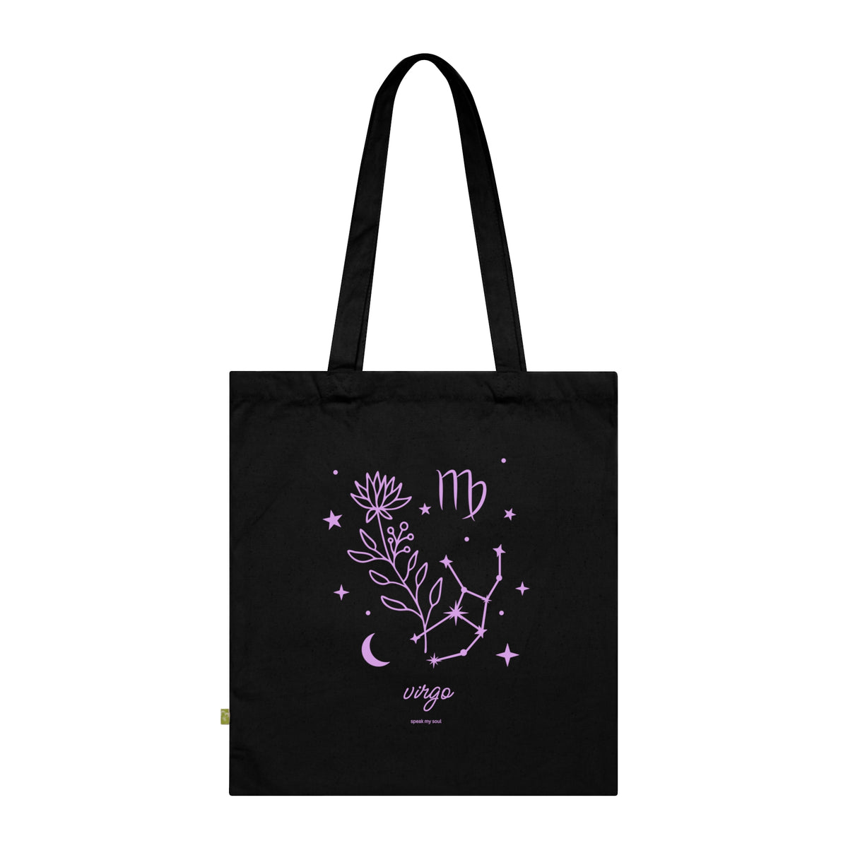 Virgo Zodiac Tote Bag — Organic Cotton Astrology Tote with "Virgo" Constellation & Zodiac Symbols