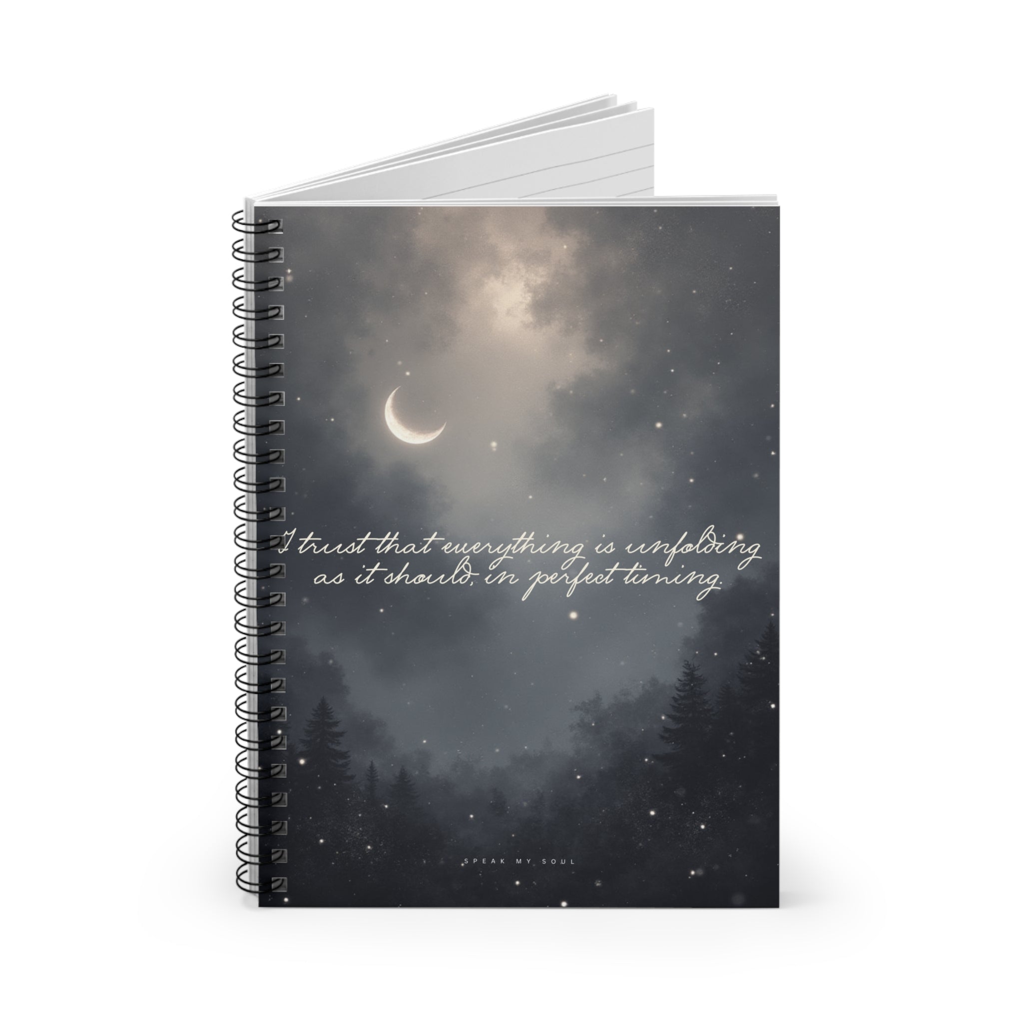 “I trust that everything is unfolding as it should in perfect timing" Ruled Notebook - The Moonlight Collection