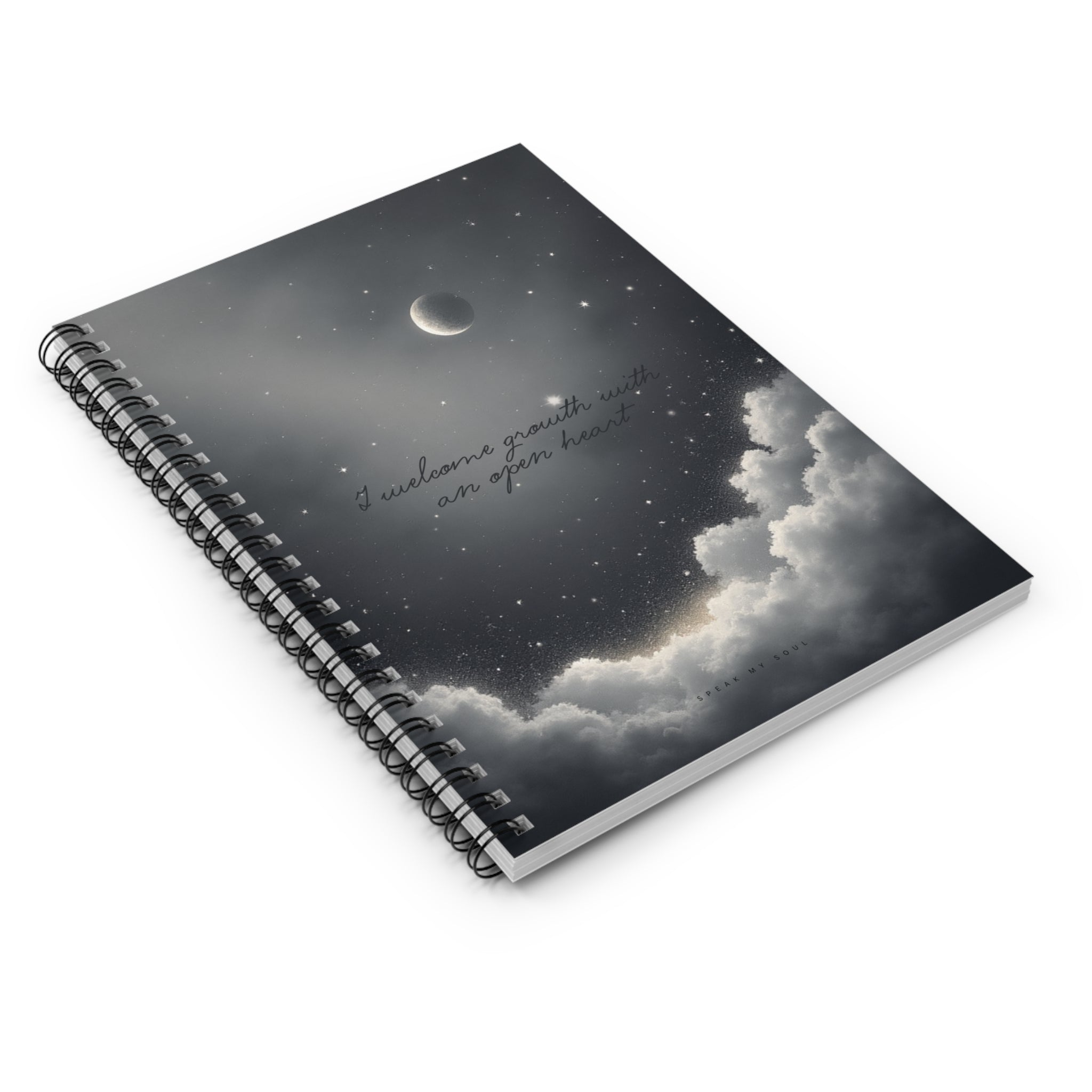 "I welcome growth with an open heart” Ruled Notebook - The Moonlight Collection