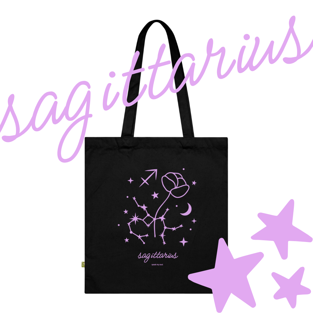 Sagittarius Zodiac Tote Bag | Pink Cosmos | Astrology Gift