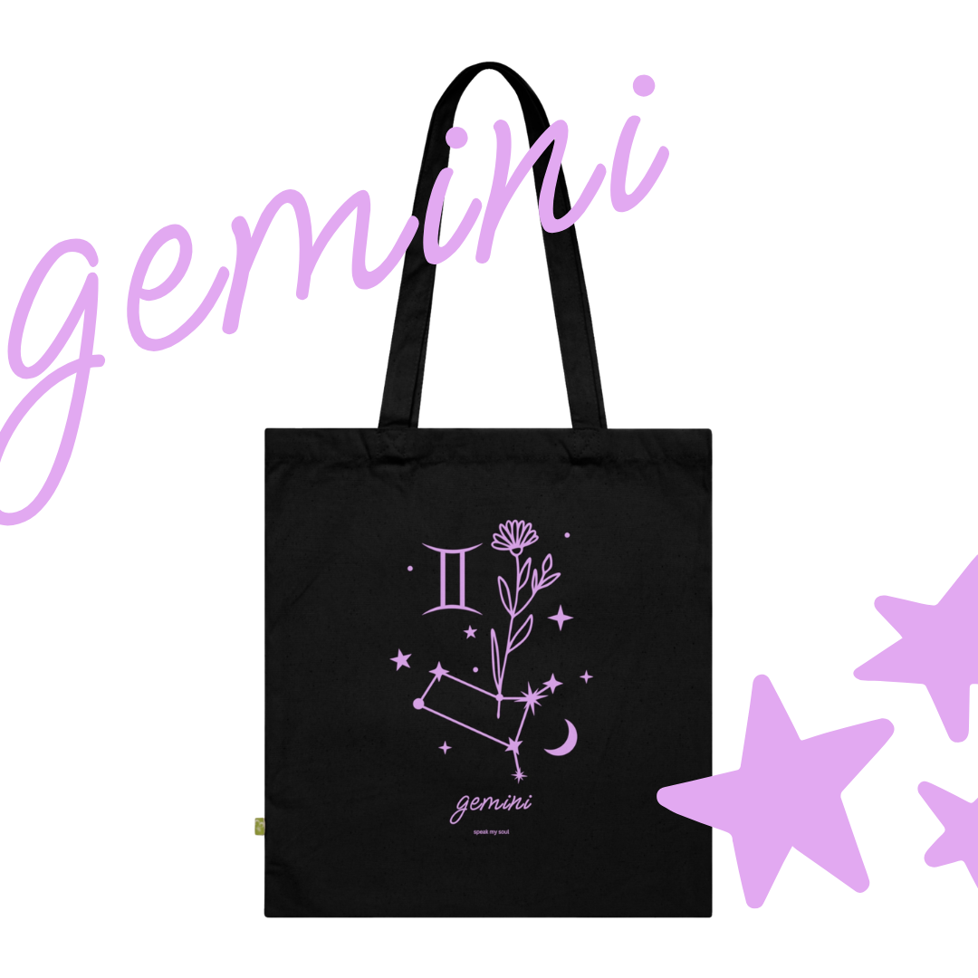 Gemini Zodiac Tote Bag | Pink Cosmos | Astrology Gift