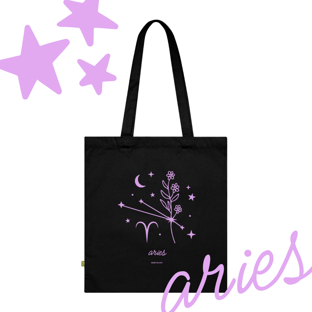 Aries Zodiac Tote | Pink Cosmos | Astrology Gift