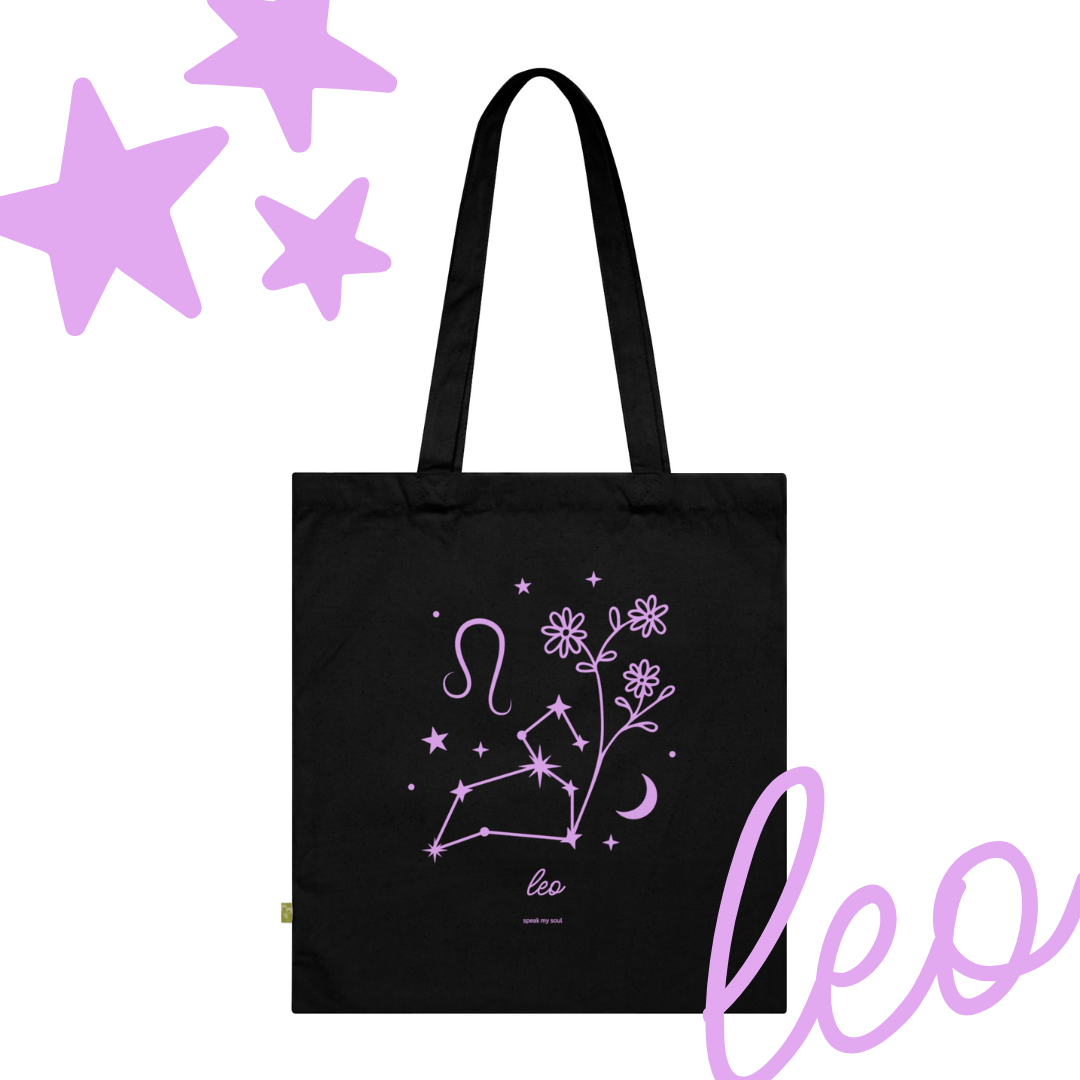 Leo Zodiac Tote Bag | Pink Cosmos | Astrology Gift
