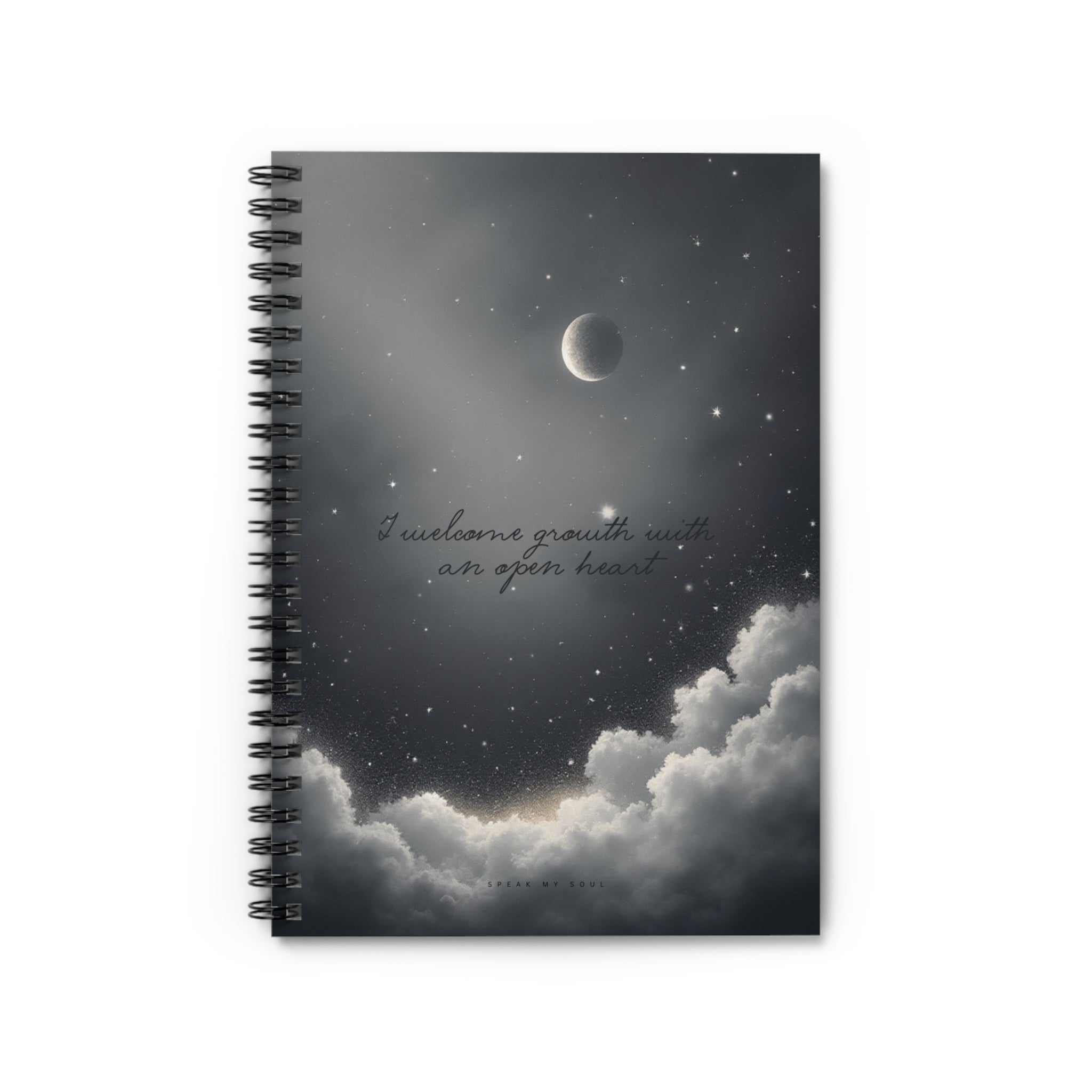 "I welcome growth with an open heart” Ruled Notebook - The Moonlight Collection
