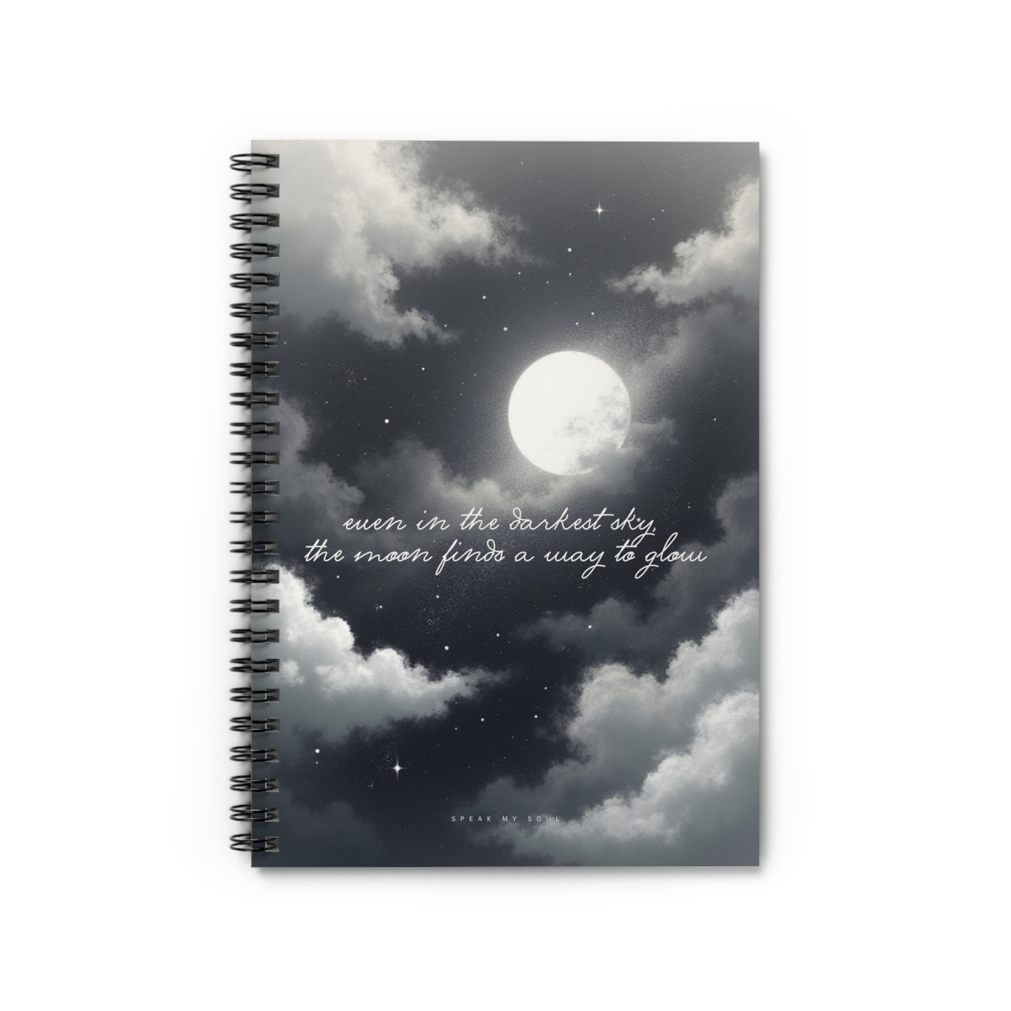 "Even in the darkest sky, the moon finds a way to glow" Ruled Notebook - The Moonlight Collection