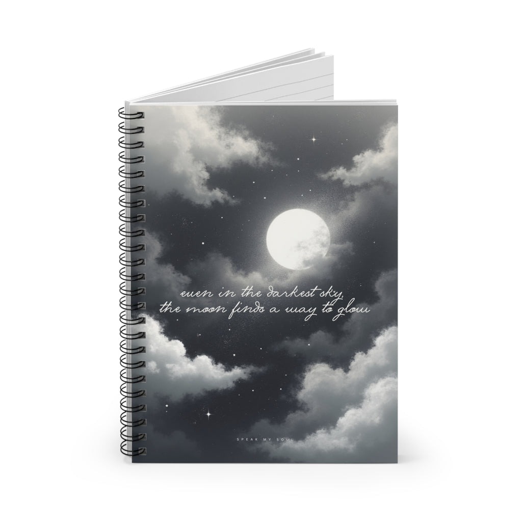 "Even in the darkest sky, the moon finds a way to glow" Ruled Notebook - The Moonlight Collection