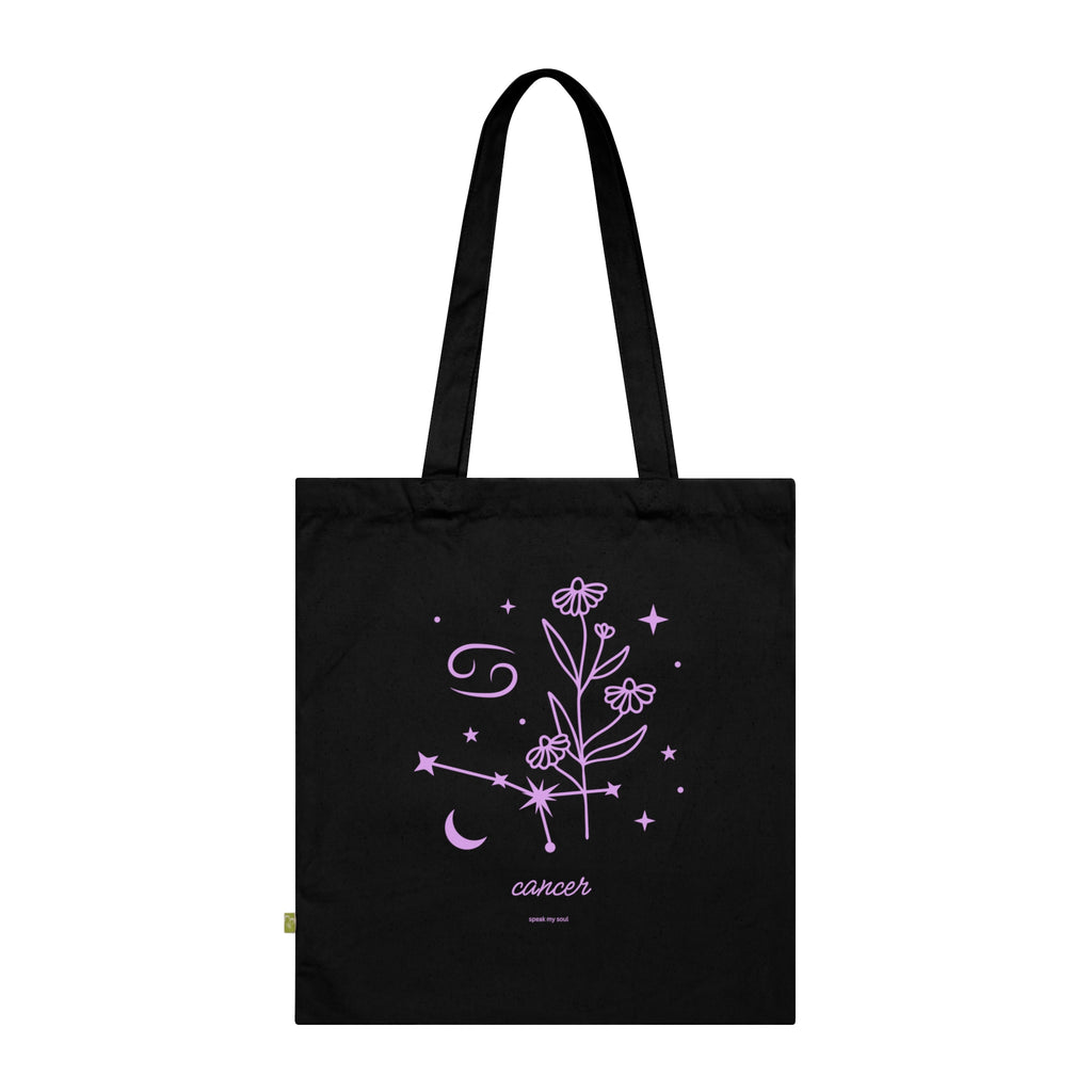 Cancer Zodiac Tote Bag — Floral Astrology Organic Cotton Tote (Good My Soul)