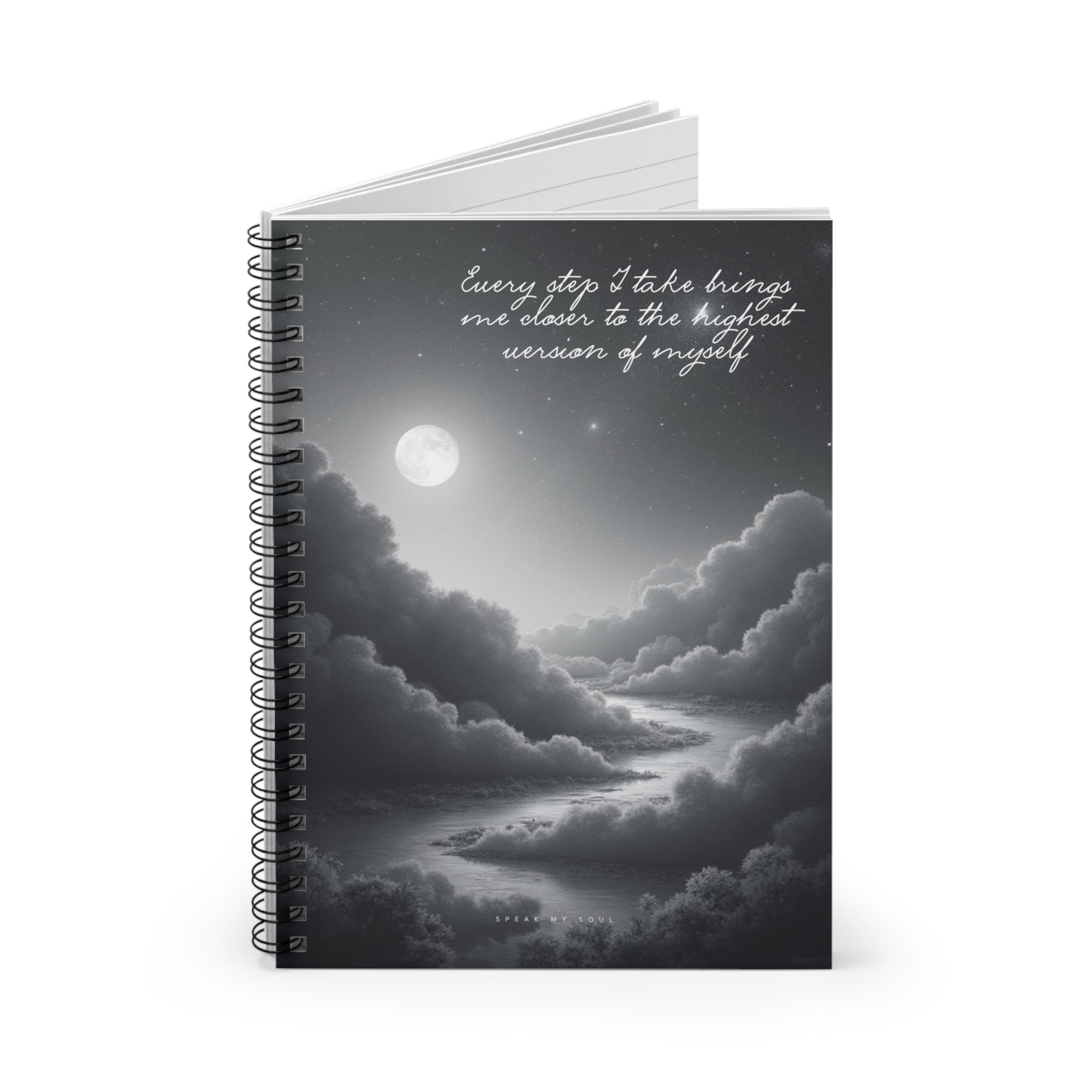 “Every step I take brings me closer to the highest version of myself” Ruled Notebook - The Moonlight Collection